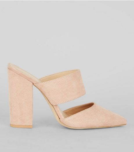 Nude Pink Suedette Double Strap Pointed Mules | New Look