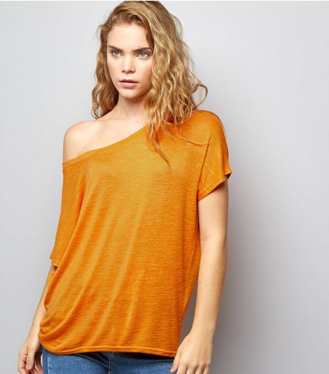 Orange Off the Shoulder T-Shirt | New Look