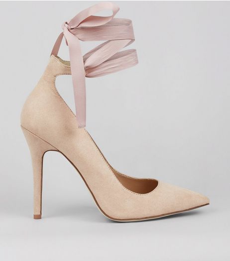Nude Pink Suedette Tie Up Court Shoes | New Look