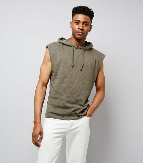 Khaki Sleeveless Hoodie | New Look