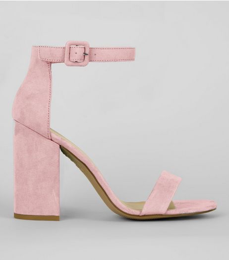 Pale Pink Ankle Strap Block Heels | New Look