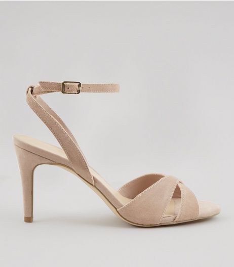 Nude Suede Cross Front Ankle Strap Heels | New Look