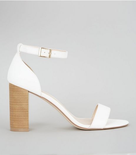 White Ankle Strap Heeled Sandals | New Look