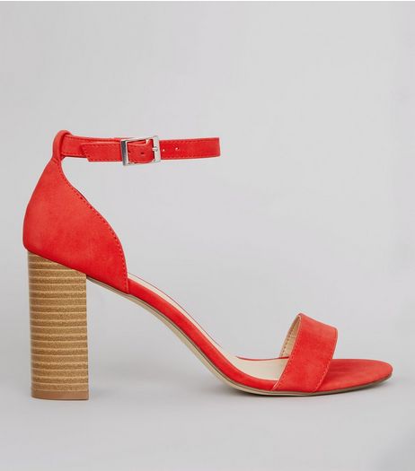 Red Ankle Strap Heeled Sandals | New Look