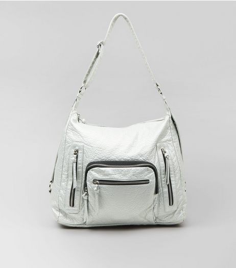 Silver Metallic Oversized Bag | New Look