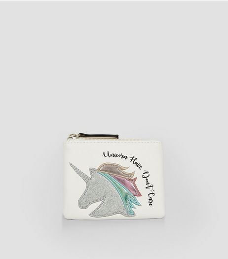 Cream Unicorn Hair Don't Care Print Purse | New Look