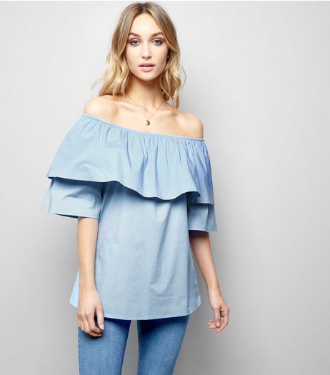 Loving This Blue Bardot Neck Top | New Look