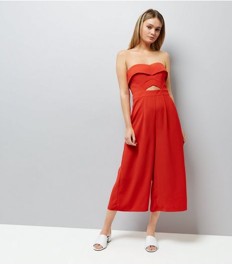 Red Cut Out Front Culotte Jumpsuit | New Look
