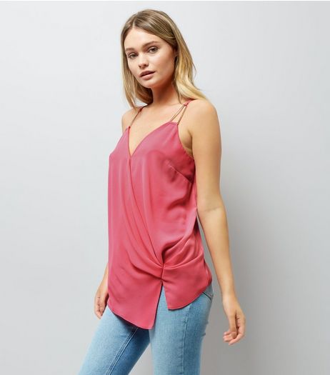 Pink Knot Side Wrap Front Cami Top | New Look