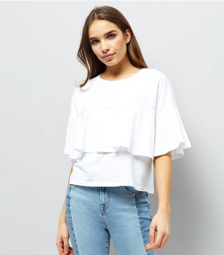 White Frill Trim Short Sleeve T-shirt | New Look