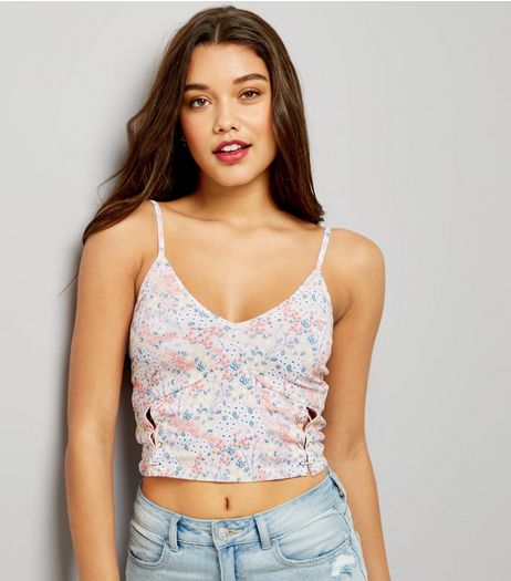Pink Ditsy Floral Print Bralet | New Look