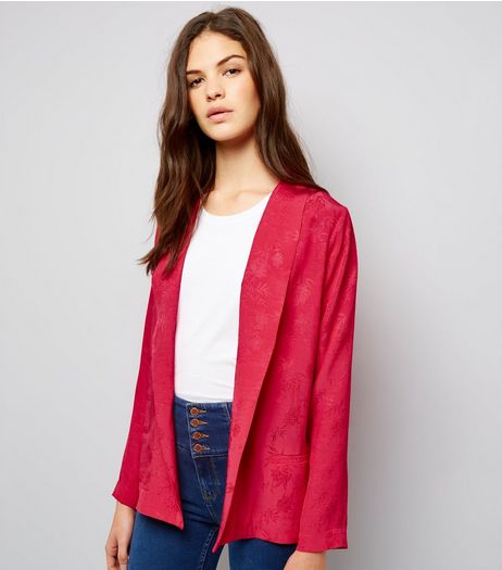 Bright Pink Jacquard Blazer | New Look