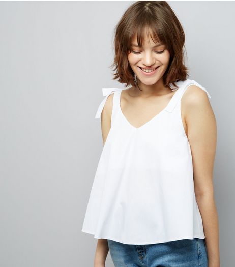 White Tie Strap Cotton Cami Top | New Look