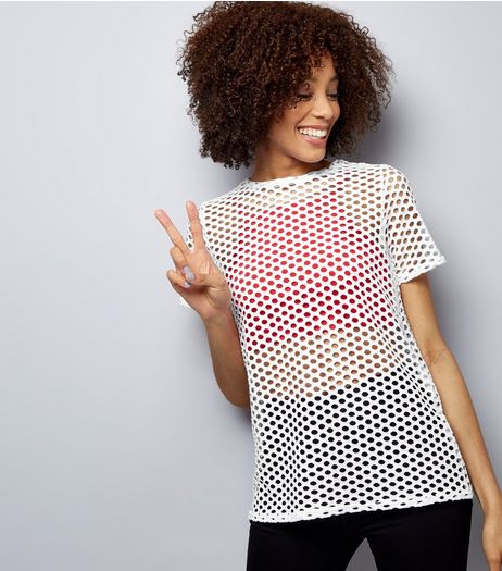 White Fishnet Oversized T-Shirt | New Look