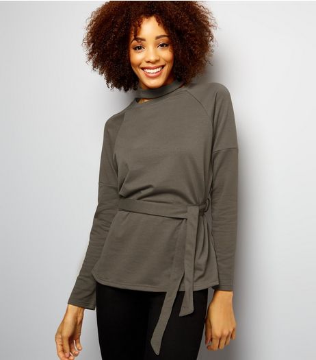 Anita and Green Khaki Tie Waist Top | New Look