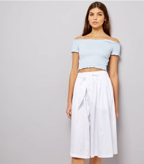 White Tie Waist Midi Skirt | New Look