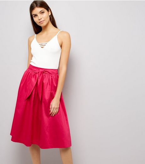 Pink Tie Waist Midi Skirt | New Look