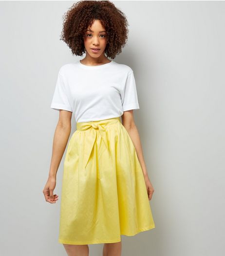 Yellow Tie Waist Midi Skirt | New Look