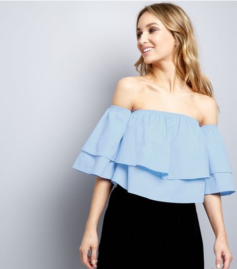 Cameo Rose Double Layer Frill Bardot Top | New Look