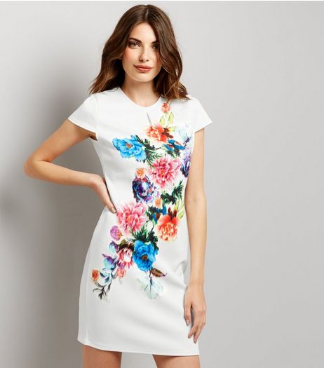Blue Vanilla White Floral Print Short Sleeve Dress | New Look