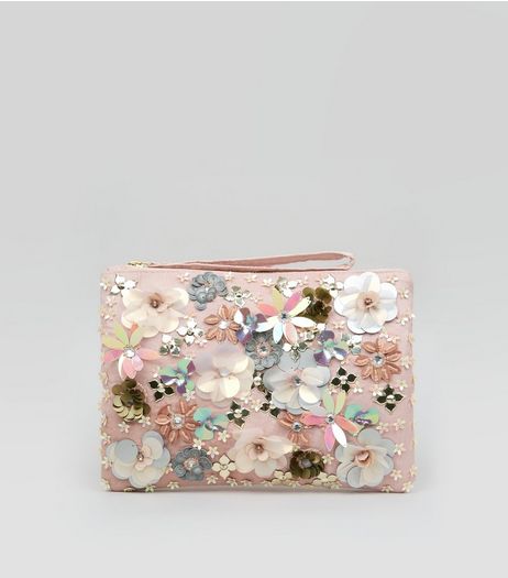 Pink 3D Flower Embellished Purse | New Look