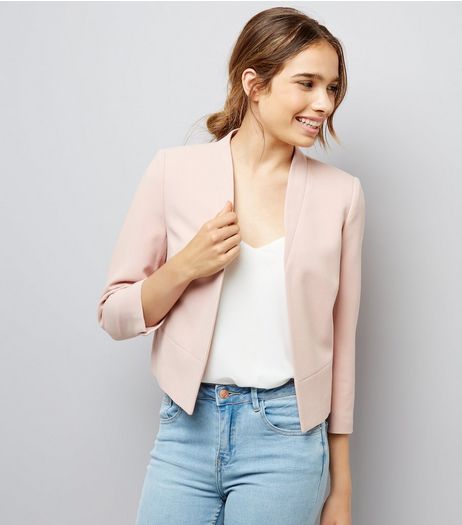 Petite Shell Pink Cropped Jacket | New Look