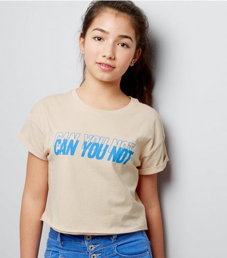 Teens Shell Pink Can You Not Slogan Cropped T-Shirt | New Look