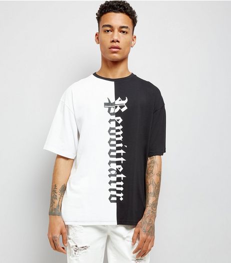 White Colour Block Graphic T-Shirt | New Look
