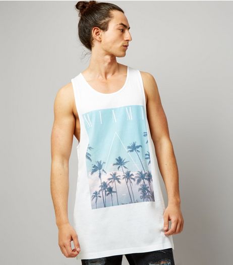 White Miami Palm Tree Print Vest | New Look