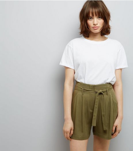 Khaki Tie Waist Shorts | New Look
