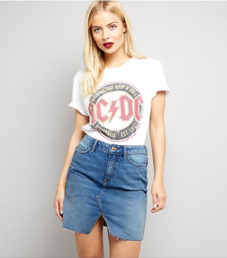 Blue Denim Raw Hem Mini Skirt | New Look