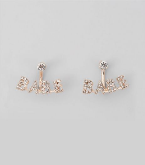 Rose Gold Sparkle Stud Earrings | New Look