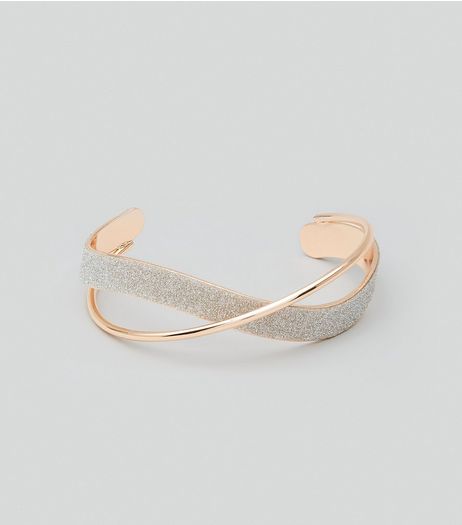 Rose Gold Glitter Tape Cuff | New Look
