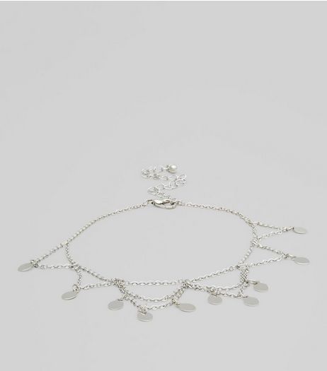 Silver Stone Drop Anklet | New Look