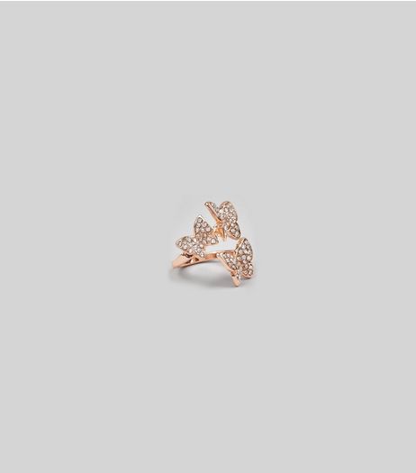 Gold Diamante Butterfly Ring | New Look