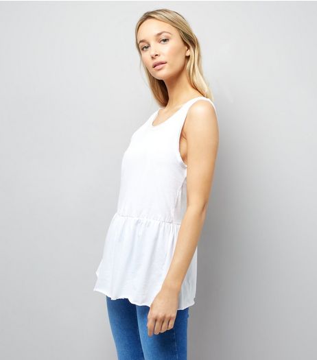 White Peplum Hem Tank Top | New Look