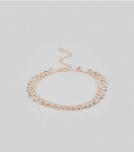 Rose Gold Heart Charm Anklet | New Look