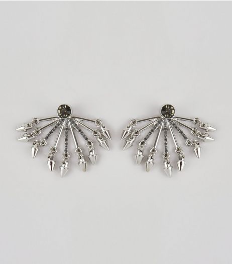 Silver Spike Drop Ear Jackets | New Look