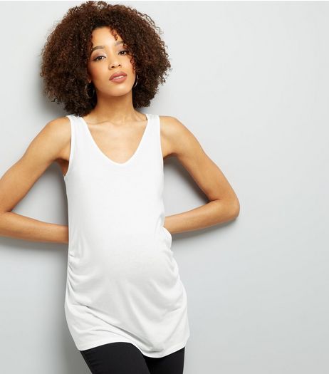 Maternity White V Neck Longline Vest | New Look