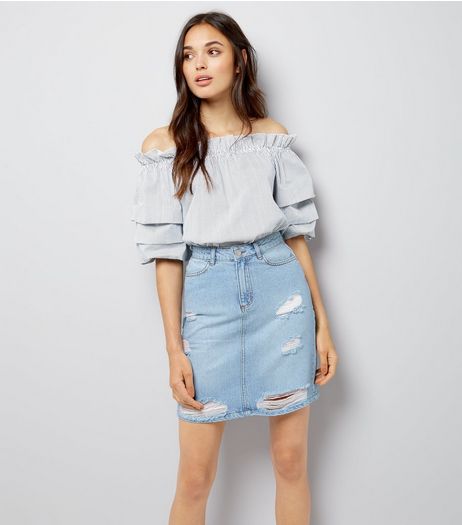 Tall Blue Ripped Denim Mini Skirt | New Look