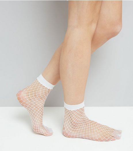 White Oversized Fishnet Socks | New Look