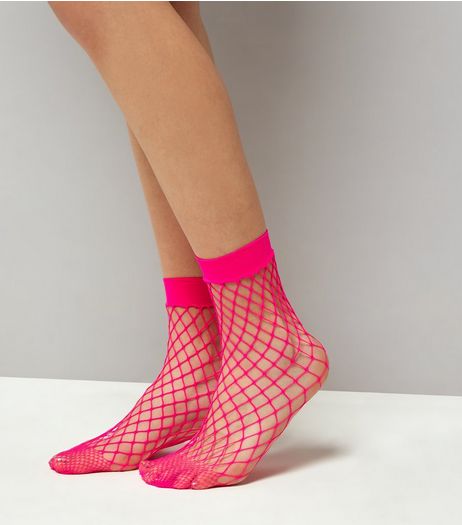 Bright Pink Oversized Fishnet Socks | New Look