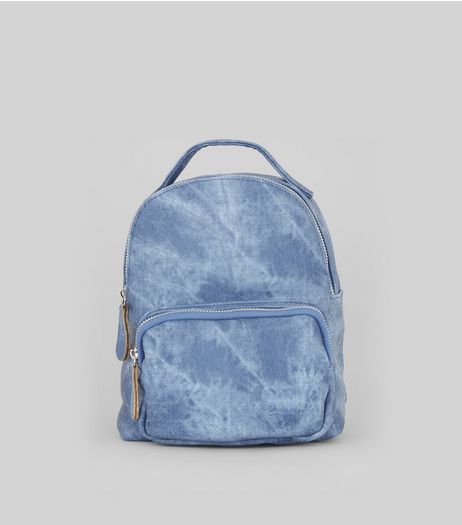Blue Acid Wash Mini Backpack | New Look