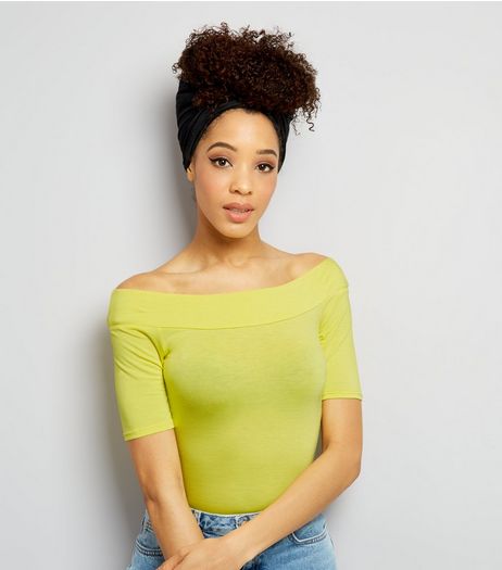 Yellow Bardot Neck 1/2 Sleeve Bodysuit | New Look