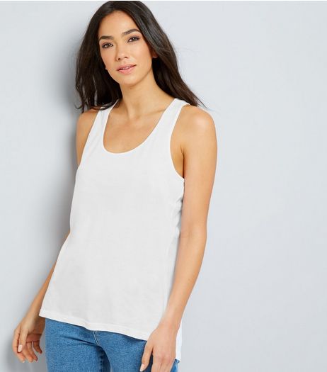 White Cotton Racer Back Vest | New Look