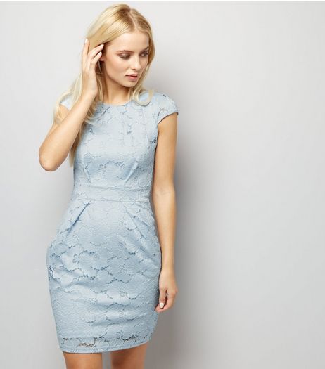 Blue Vanilla Pale Blue Lace Tulip Dress | New Look