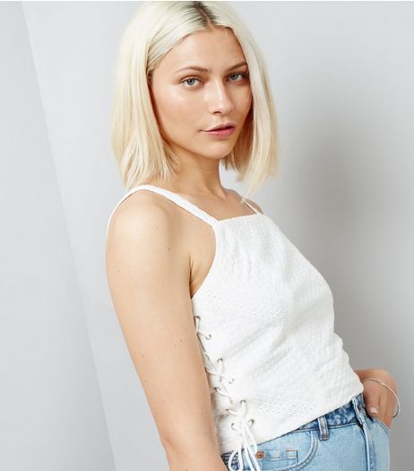 White Lace Side Crop Top | New Look