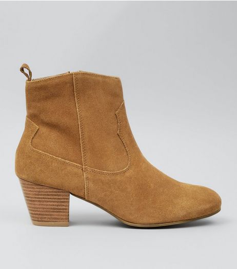 Tan Suede Western Ankle Boots | New Look