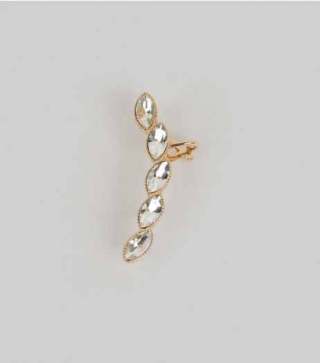 Gold Oval Gem Stone Earcuff | New Look