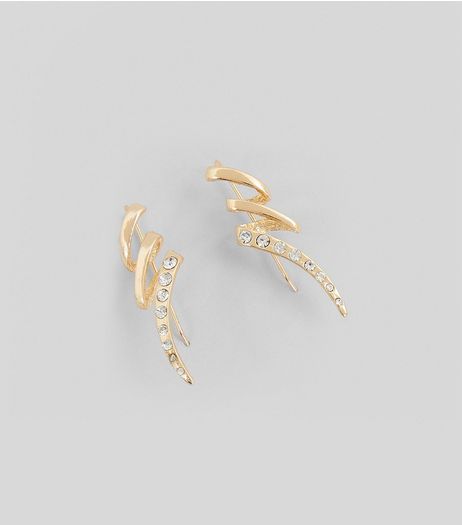2 Pack Gold Spiral Crystal Ear Cuffs | New Look